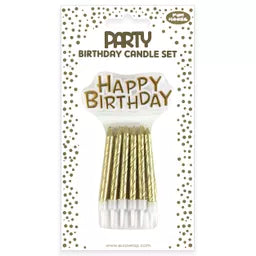 Eurowrap Party Candle Set Metallic Gold