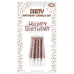 Eurowrap Party Candle Set Metallic Rose Gold