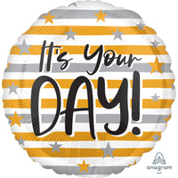 Anagram It's Your Day Stripes 18" Foil Balloon