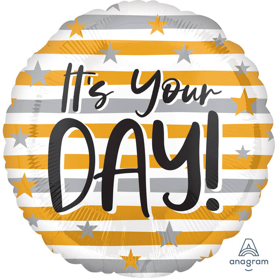 Anagram It's Your Day Stripes 18" Foil Balloon