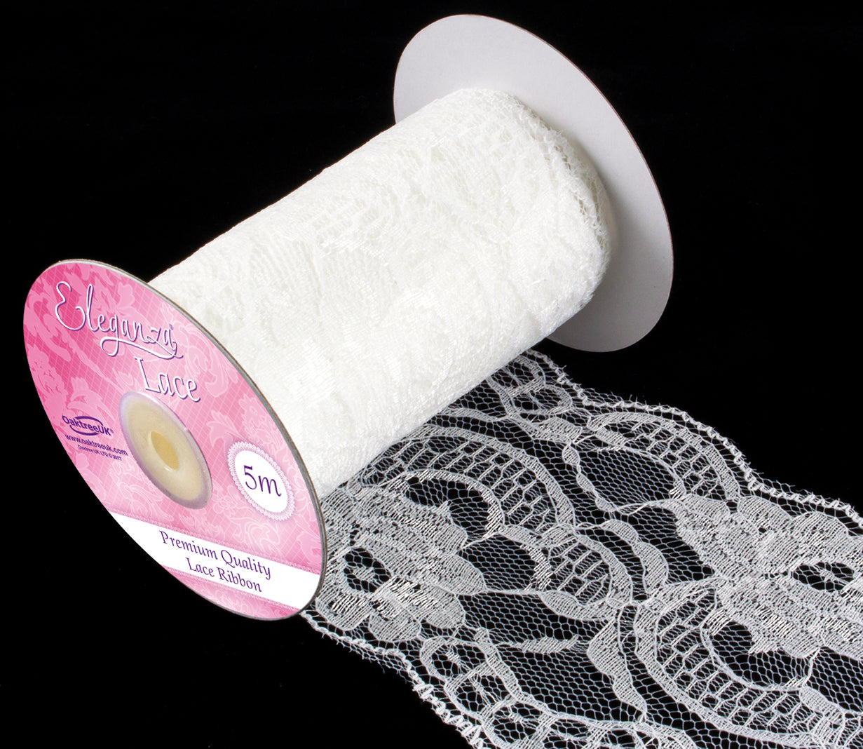 Eleganza Lace Pattern Ribbon Ivory 100mm x 5M