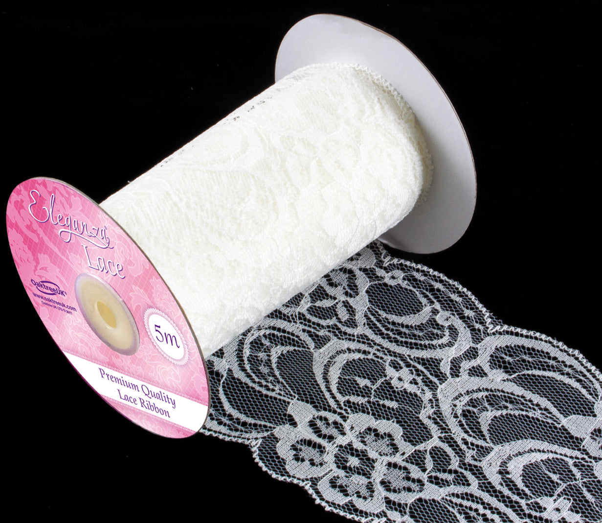 Eleganza Lace Ribbon Patterned Ivory 95mm x 5M