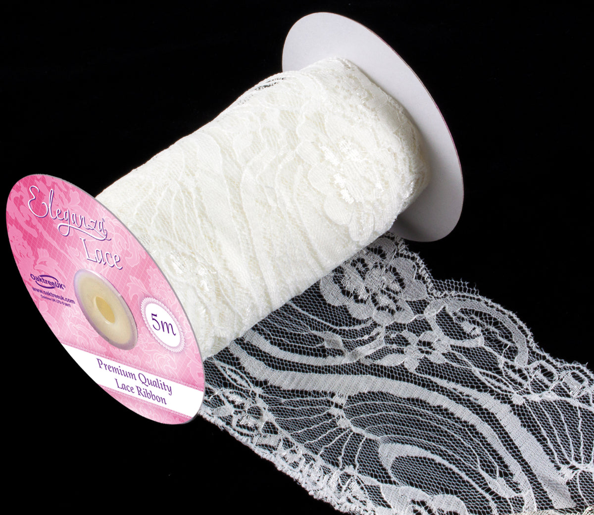 Eleganza Lace Pattern Ribbon Ivory 95mm x 5M