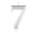 Unique Party Candle Number 7 Metallic Silver 8cm