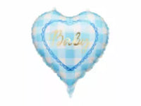 PartyDeco Baby Blue Gingham 18" Foil Balloon