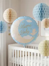 PartyDeco Welcome Baby Blue Moon 18" Foil Balloon
