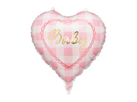 PartyDeco Baby Pink Gingham 18" Foil Balloon