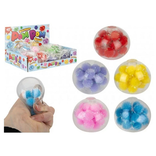 Pom Pom Squishy Ball 6.5cm 12pk