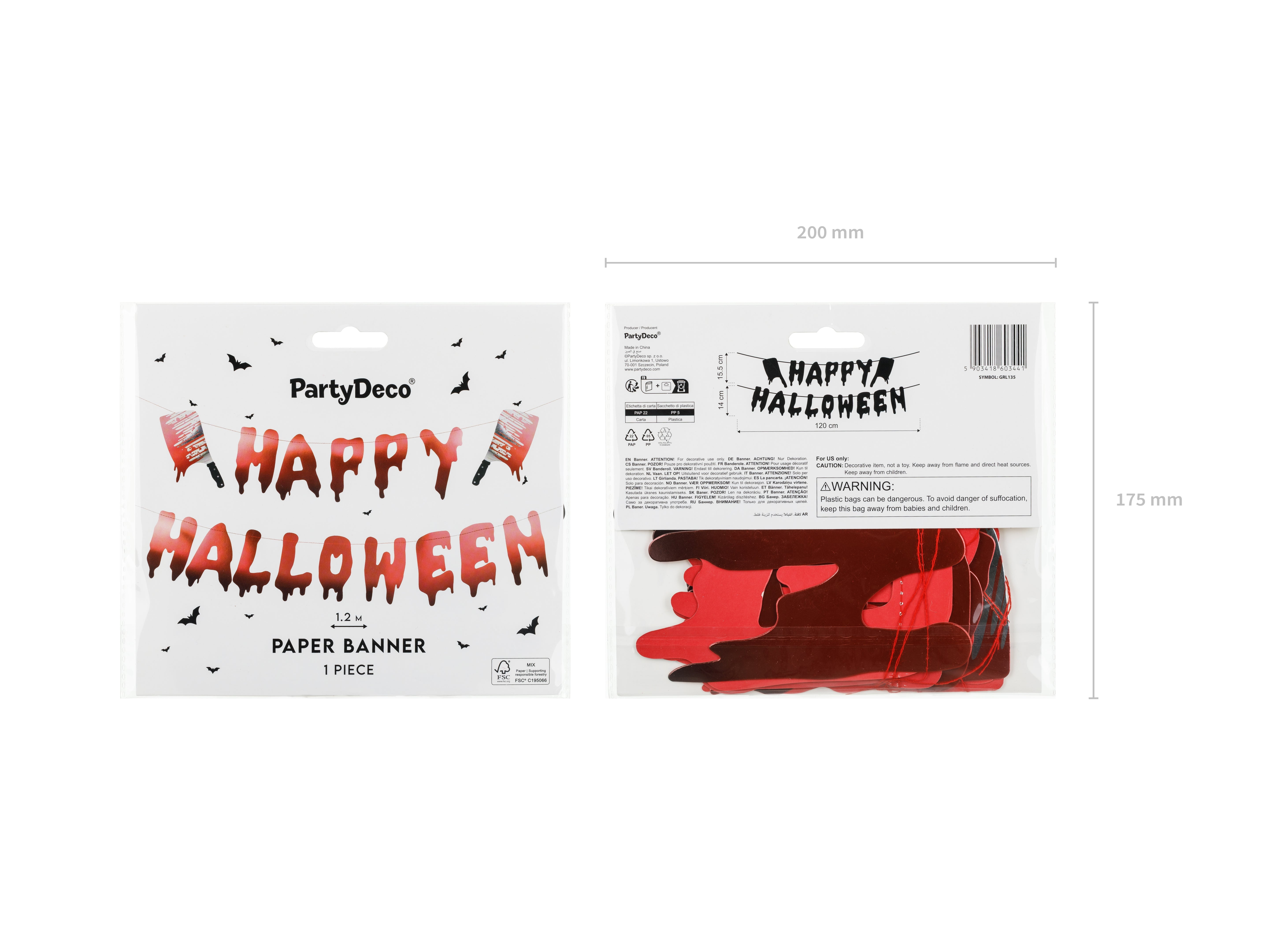 PartyDeco Happy Halloween Cleavers Banner 120cm