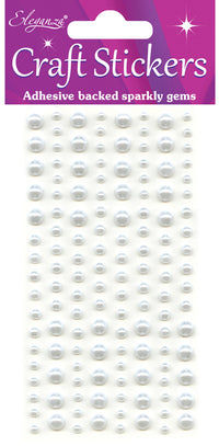 Eleganza Pearl Stickers White 3mm-6mm 136pcs