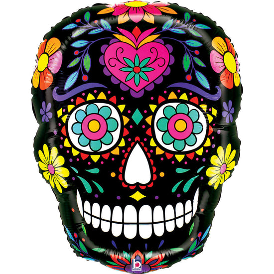 Grabo Mighty Black Sugar Skull 22" Foil Balloon