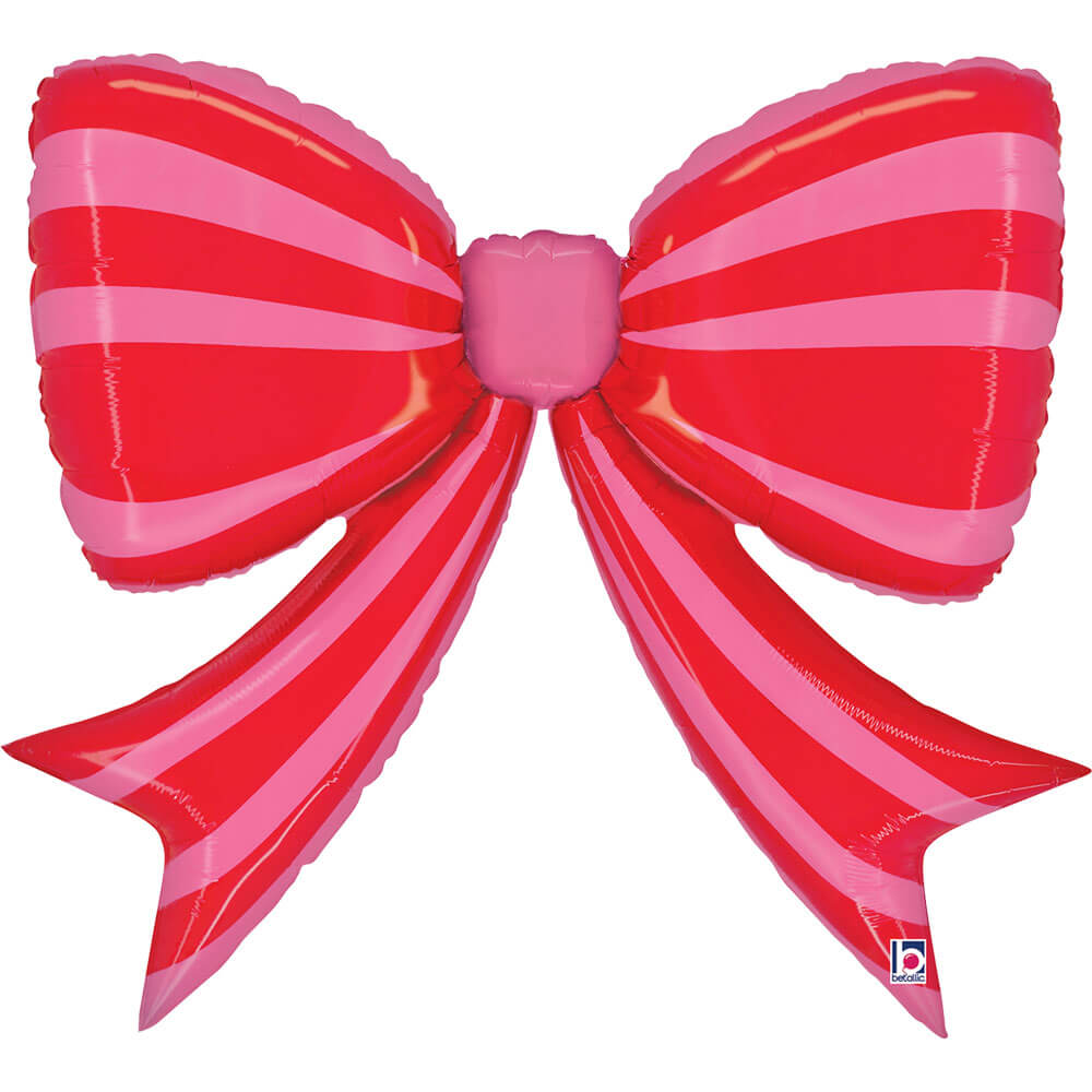 Grabo Striped Red Bow 41" Foil Balloon