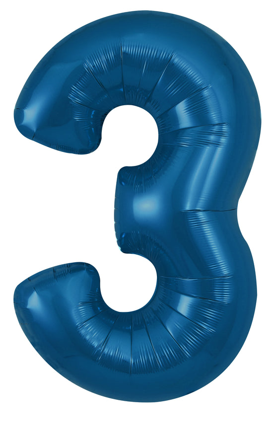 Oaktree Foil Balloon Metallic Navy 34" Number 3