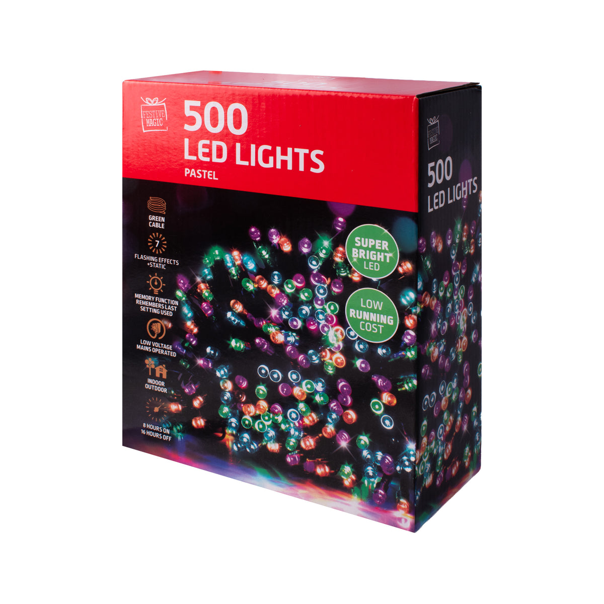 LED Timer Lights Pastel Colour 500pk