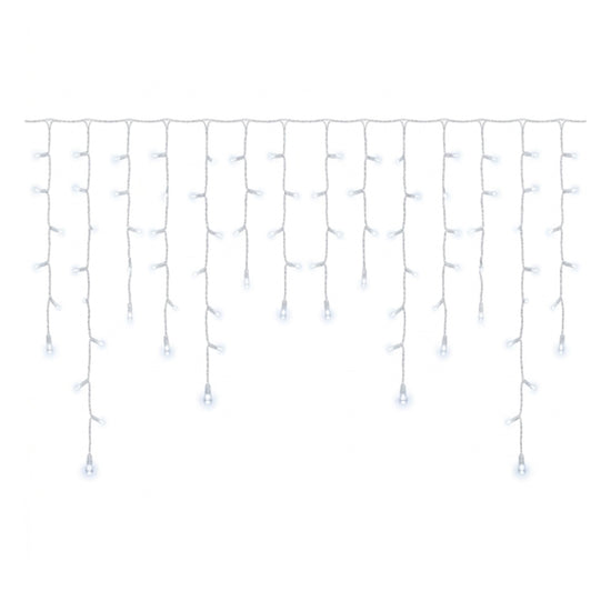LED Timer Icicle Curtain Lights White