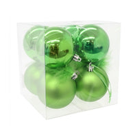 Green Fur Topped Baubles 6cm 8pk