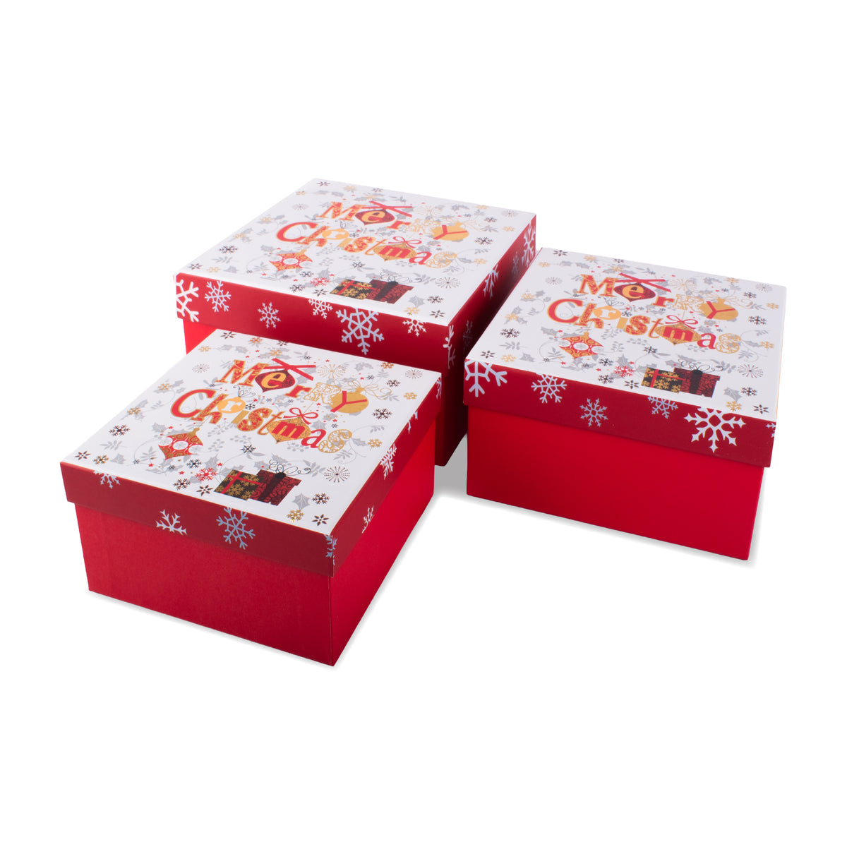 Gift Box Santa & Snowman Medium Set of 3