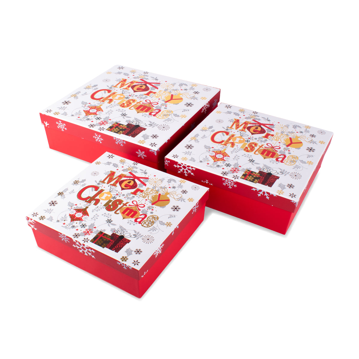 Gift Box Santa & Snowman Large Set of 3