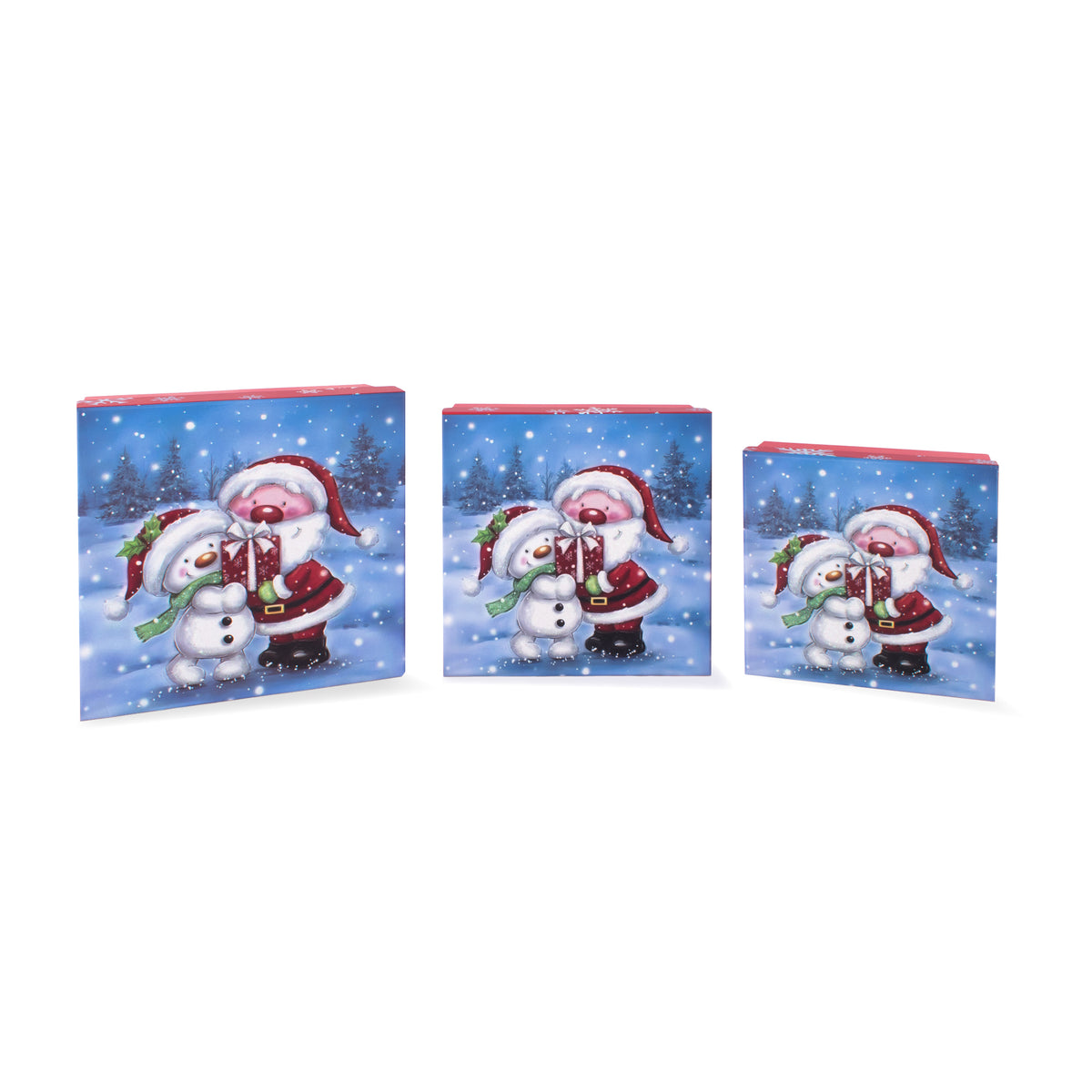 Gift Box Cute Santa Medium Set of 3