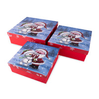 Gift Box Cute Santa Large Set of 3