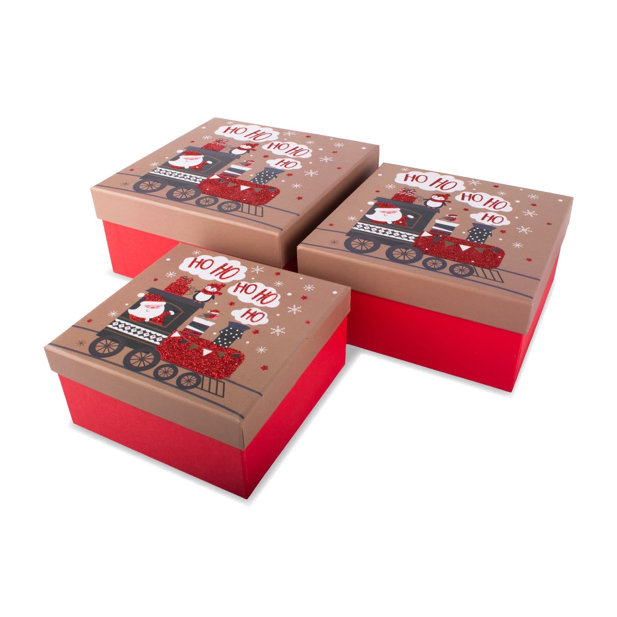 Gift Box Santa'sTrain Medium Set of 3