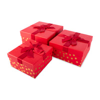 Gift Box Red With Spots Medium Set of 3