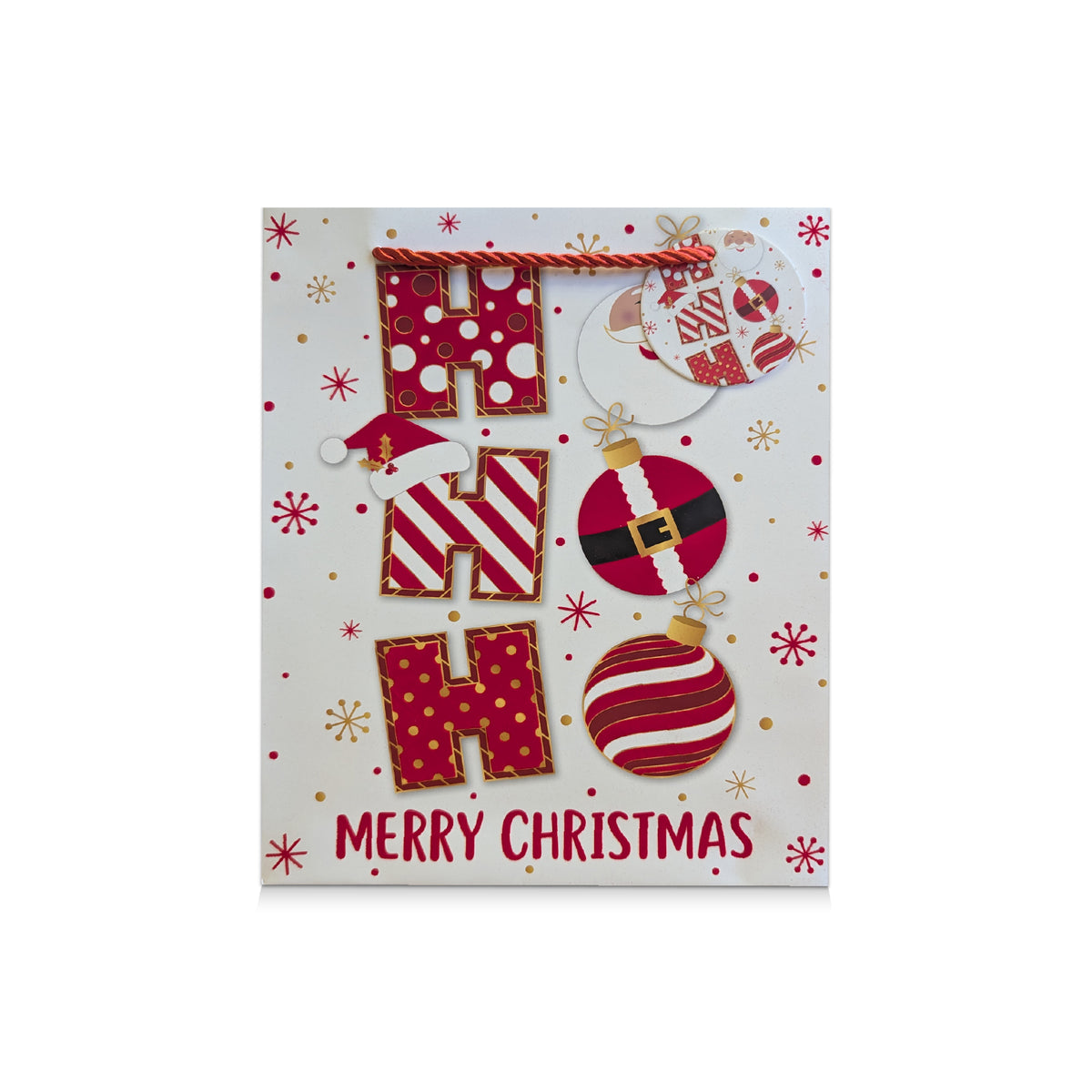 Gift Bag Ho Ho Ho Santa Large 6pk