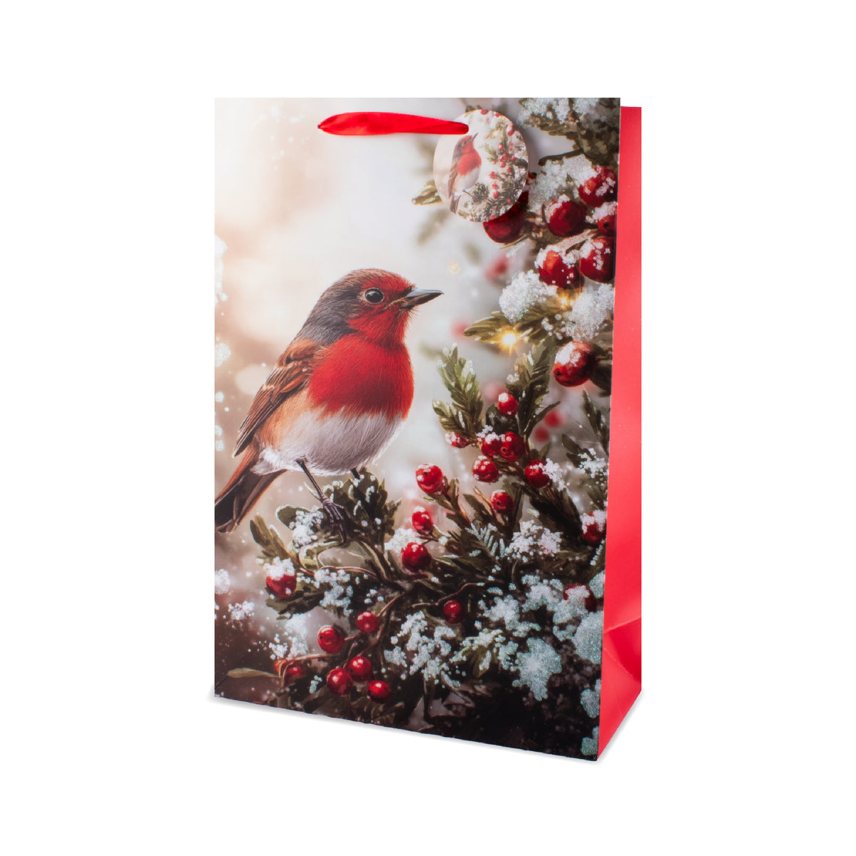 Glitter Robin Gift Bag Extra Large 6pk