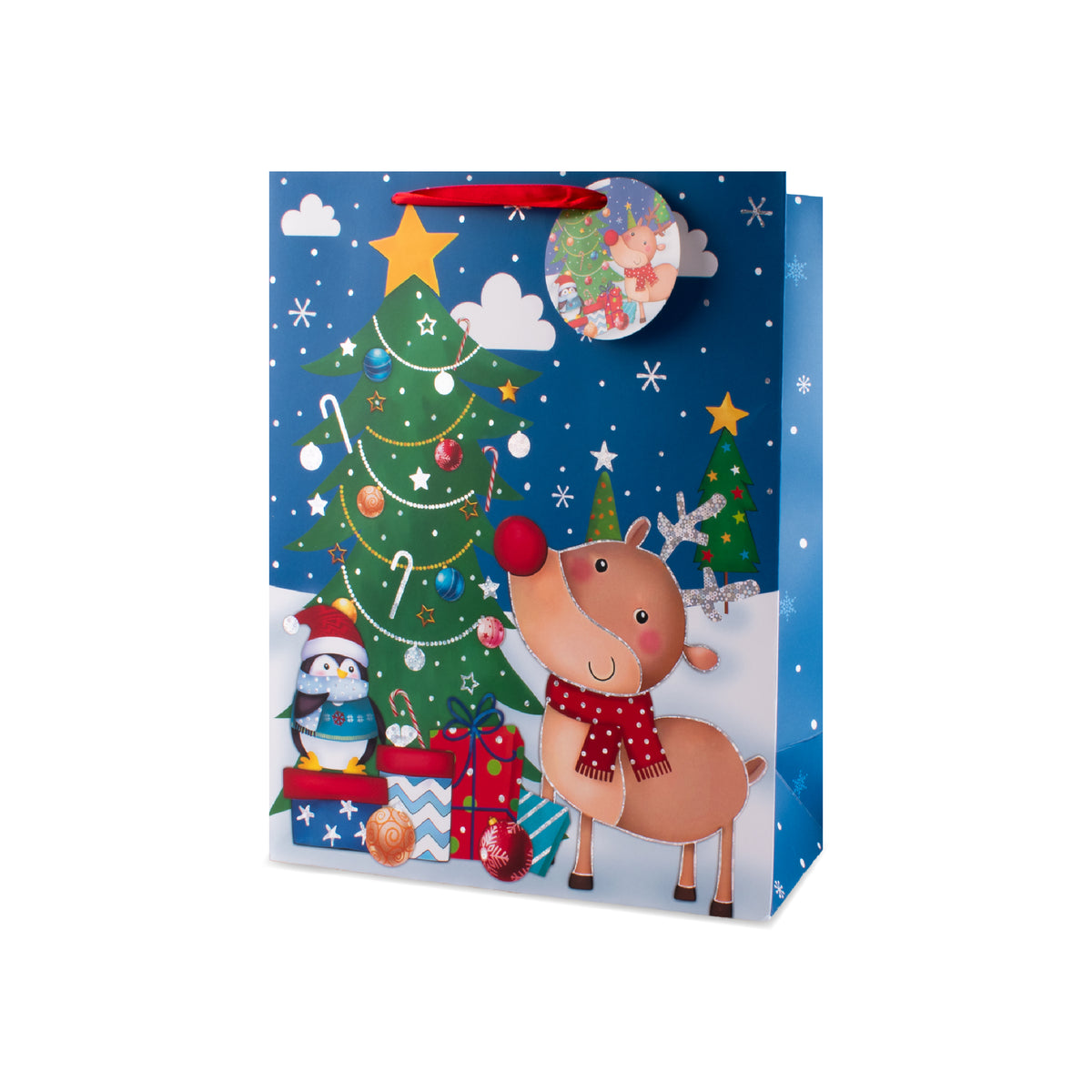 Cute Reindeer Gift Bag Large 6pk