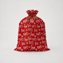Tiger Feet Drawstring Gift Sack Ho Ho Ho 6pk, festive red Christmas gift bags with drawstring closure