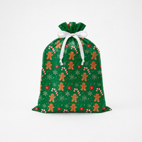 Tiger Feet Drawstring Gift Sack Gingerbread 6pk in festive gingerbread design