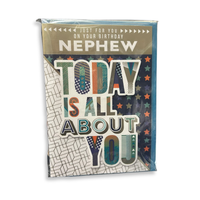 Tiger Feet C90 birthday nephew cards, 6-pack with colorful celebratory design