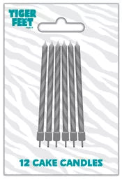 Tiger Feet 6 Pack Party Candle Metallic Silver