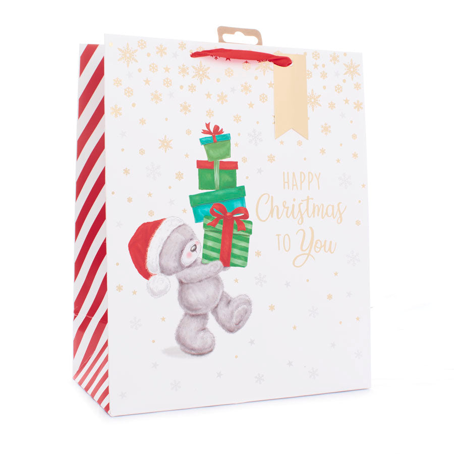Gift Bag Bear W/Presents Large 12pk