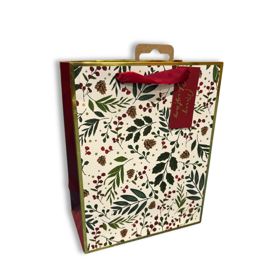 Christmas Foliage Gift Bag Medium 12pk