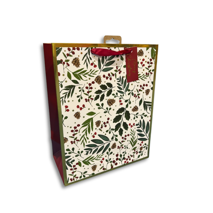 Christmas Foliage Gift Bag Large 12pk