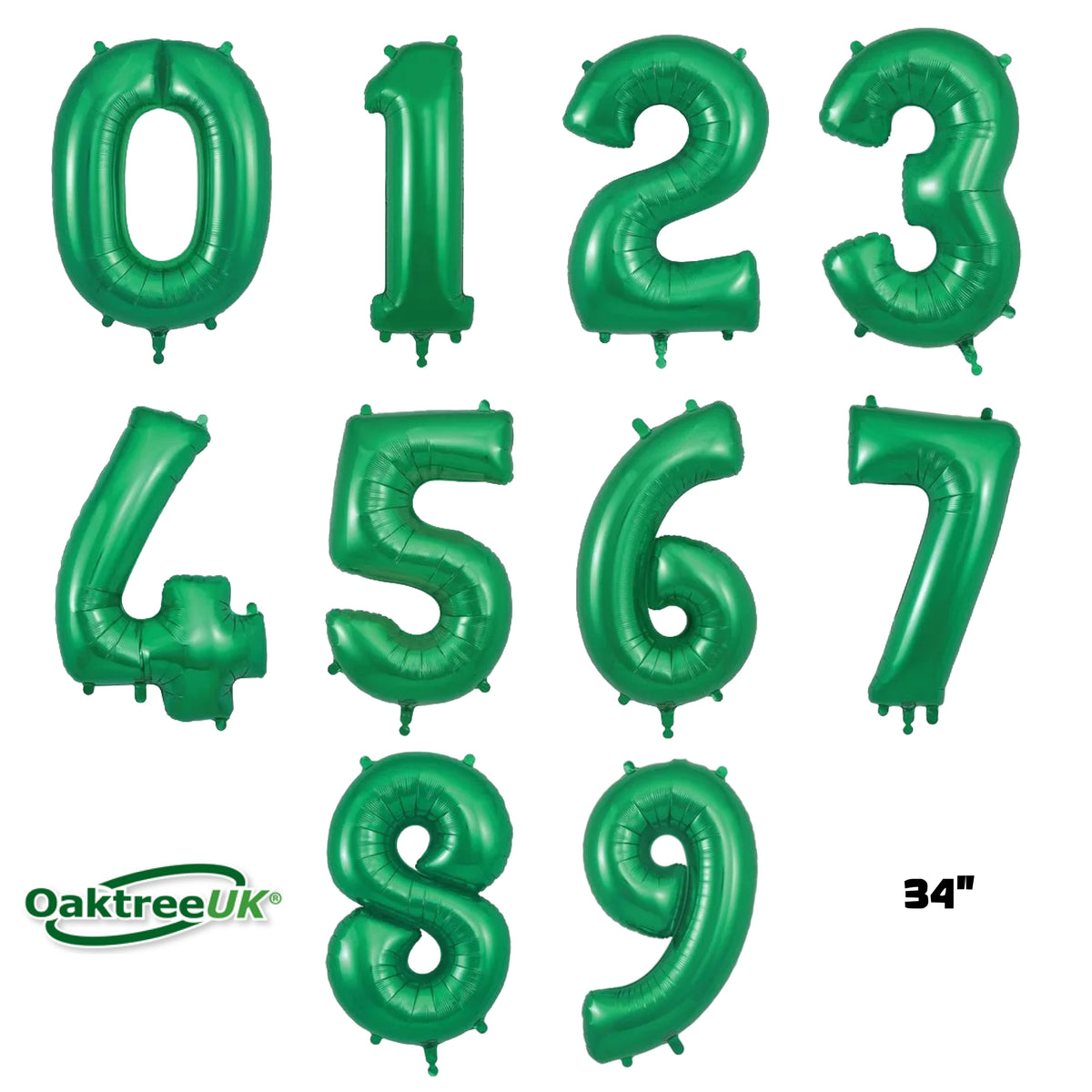 Oaktree Foil Balloon Green 34" Numbers 0 - 9
