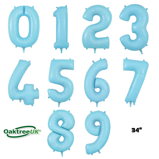 Oaktree Foil Balloon Matte Blue 34" Numbers 0 - 9