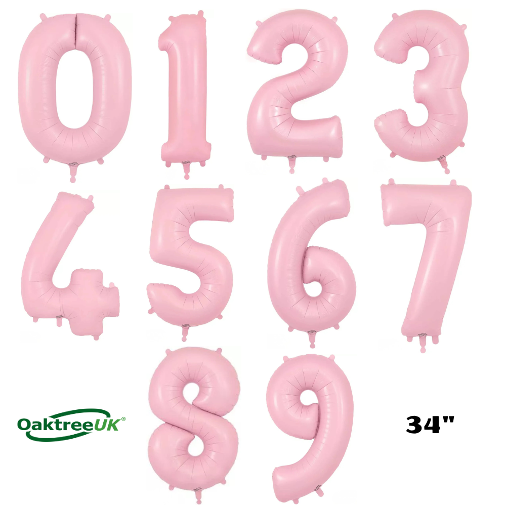Oaktree Foil Balloon Matte Pink 34" Numbers 0 - 9