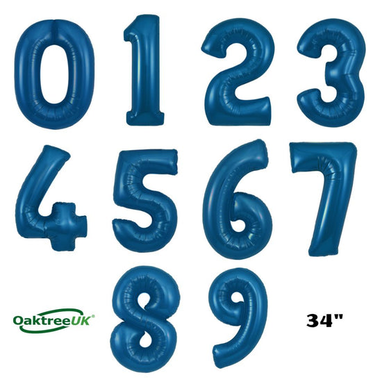 Oaktree Foil Balloon Metallic Navy 34" Numbers 0 - 9