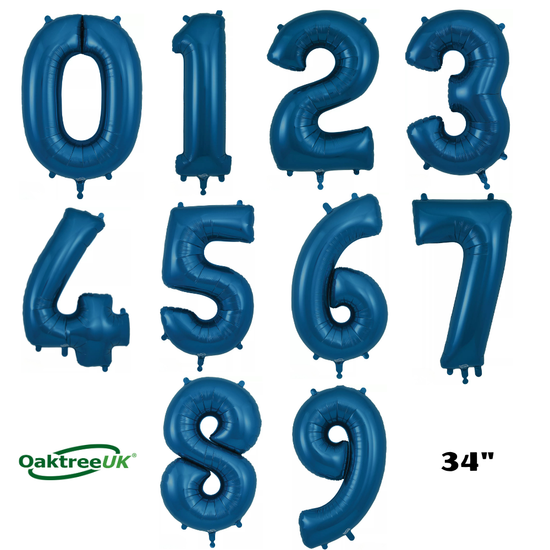 Oaktree Foil Balloon Navy Blue 34" Numbers 0 - 9