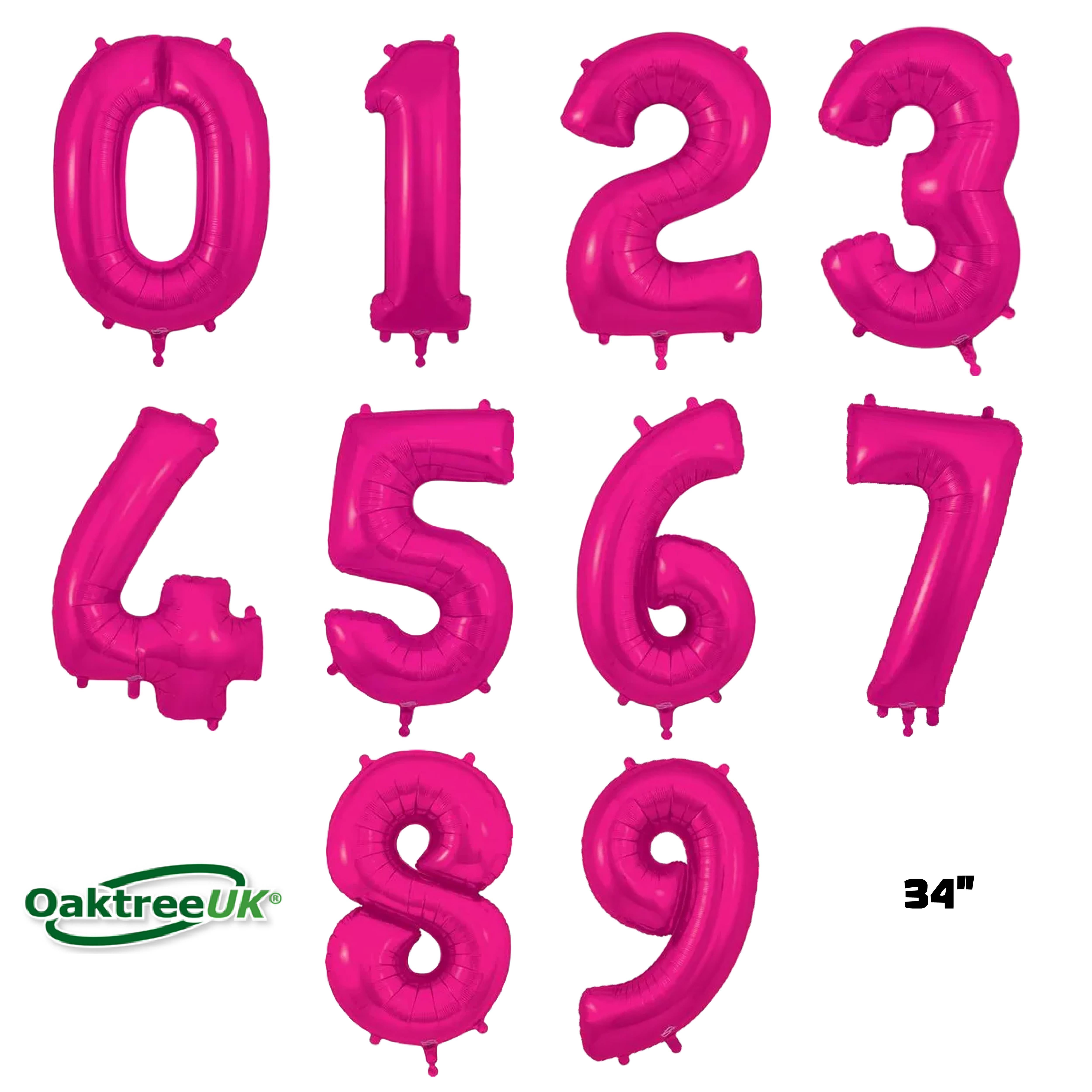 Oaktree Foil Balloon New Pink 34" Numbers 0 - 9