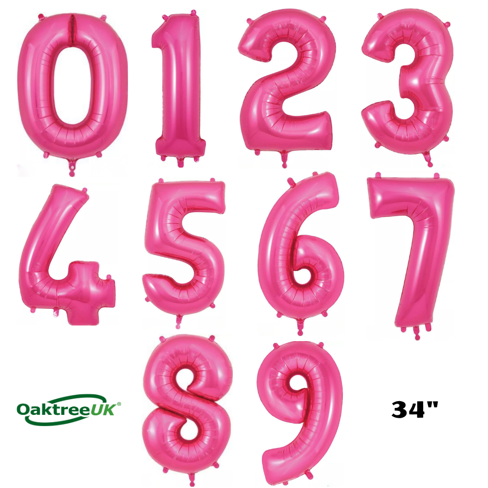 Oaktree Foil Balloon Pink 34" Numbers 0 - 9