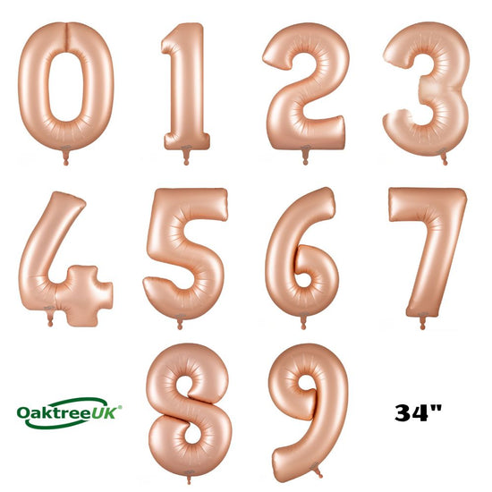 Oaktree Foil Balloon Rose Quartz 34" Numbers 0 - 9
