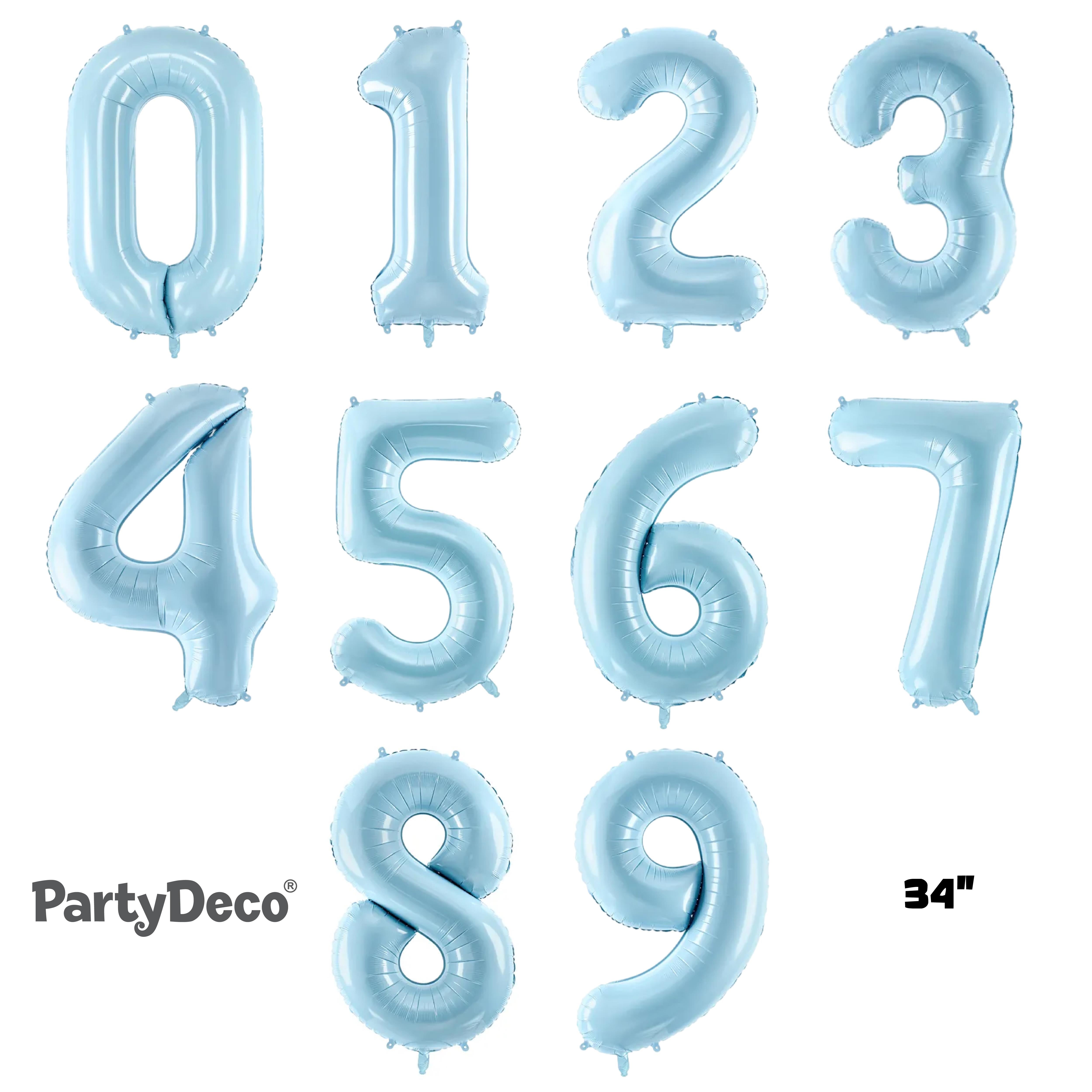 PartyDeco Foil Balloon Blue 34" Numbers 0 - 9