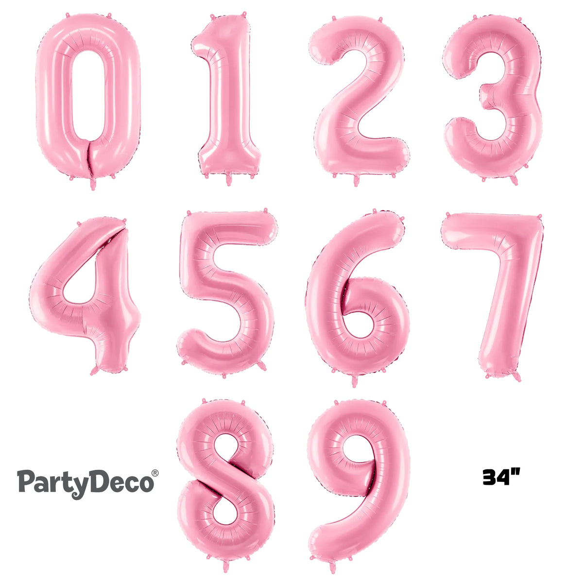 PartyDeco Foil Balloon Pink 34" Numbers 0 - 9