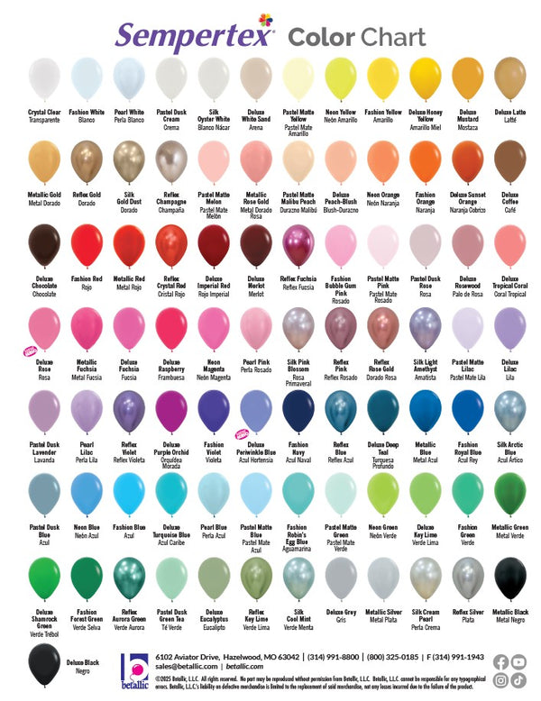 Sempertex Colour Chart 