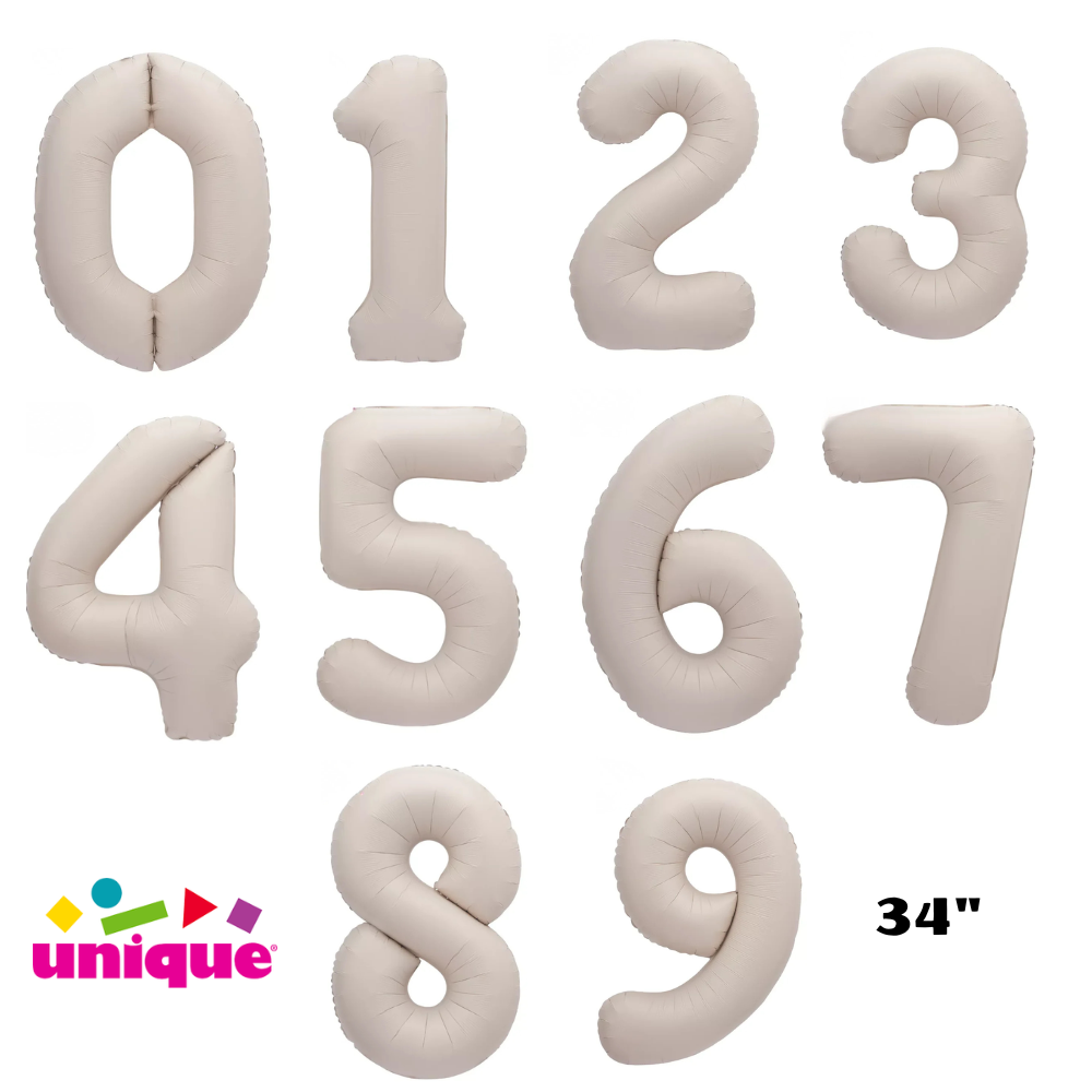 Unique Foil Balloon Matte Nude 34" Numbers 0 - 9