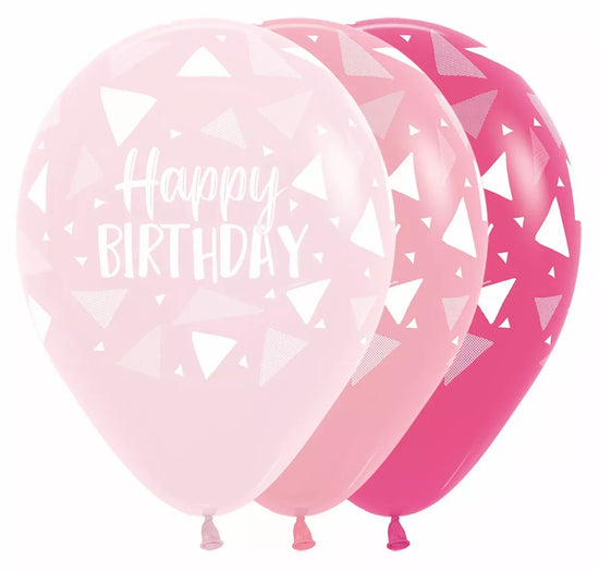 Sempertex Birthday Triangles Pink Latex 12pk