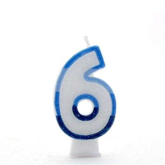 APAC 6 Pack Party Candle Number 6 Blue